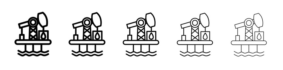 Oil platform icon thin line outline set or collection