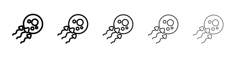 Ovule being fertilized by sperm icon thin line outline set or collection