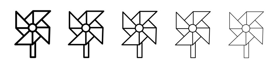 paper windmill icon thin line outline set or collection
