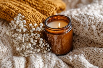 Cozy autumn-inspired flat lay for seasonal home decor, relaxation, and lifestyle marketing, evoking warmth and minimalist comfort