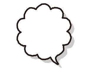 手書き風線の影のあるユルカワな吹き出し　モコモコ雲型　15