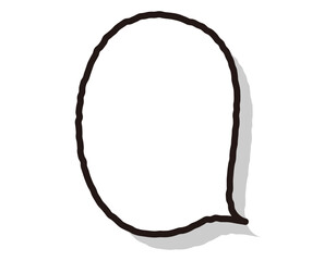 手書き風線の影のあるユルカワな吹き出し　縦長楕円　18