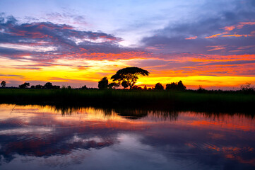 Outdoor sunset.twilight Beauty Evening colorful clouds - sunlight with dramatic sky.Sunlight with...