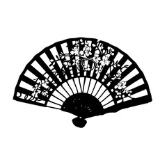 Foldable Hand Fan Silhouette Clipart on White Background