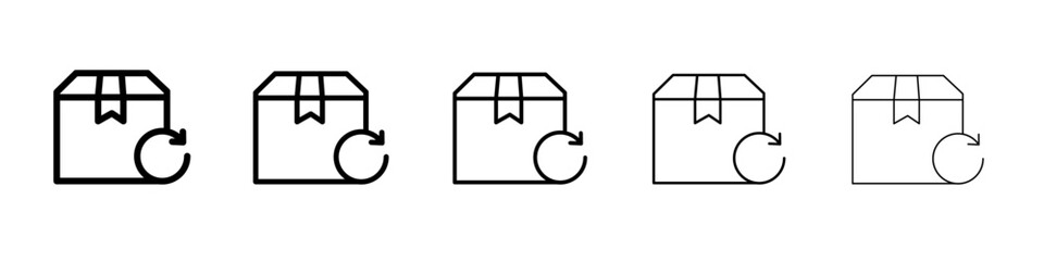 Product return box icon thin line outline set or collection