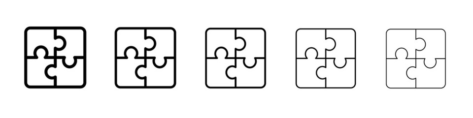 Fototapeta premium puzzle icon thin line outline set or collection