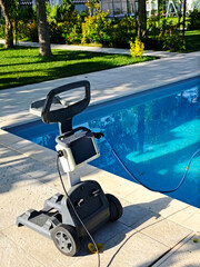 remote control of robot cleaning swimming pool