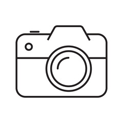 Single line icon of digital camera. Perfect for photography, multimedia, electronic device, and technology interface. Editable stroke, vector illustration.