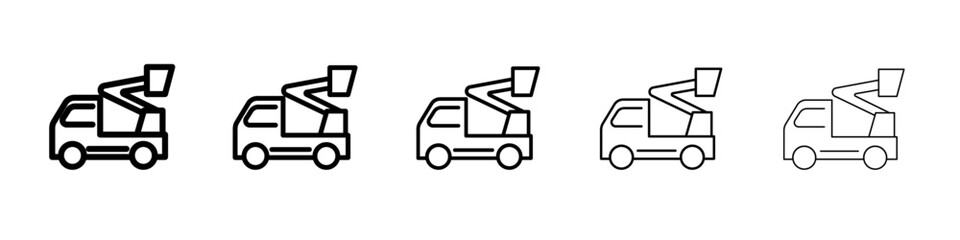 rescue truck basket icon thin line outline set or collection