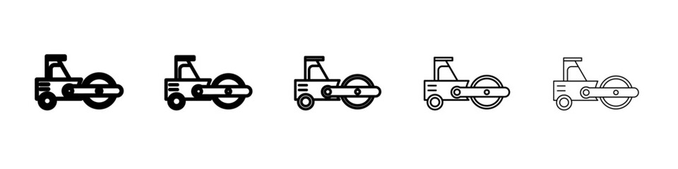 Naklejka premium Road roller icon thin line outline set or collection