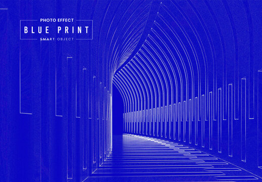 Architectural Blueprint Photo Effect