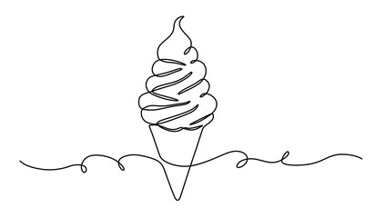 continuous line art of a scoop of ice cream. vector illustration of ice cream