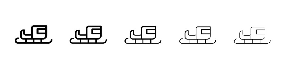 Sled icon thin line outline set or collection