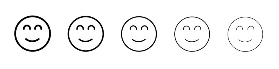Smile icon thin line outline set or collection