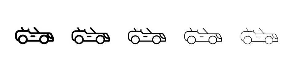 Sports car icon thin line outline set or collection