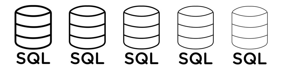 SQL server icon thin line outline set or collection