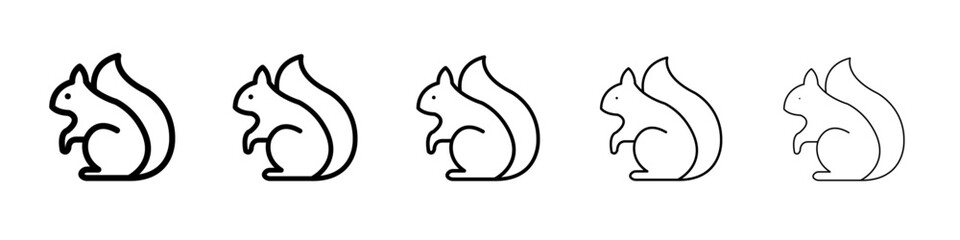 Squirrel icon thin line outline set or collection