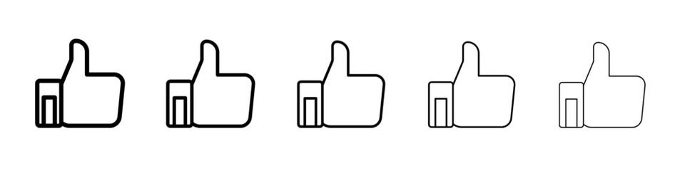 Thumbs up icon thin line outline set or collection