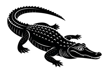 Fototapeta premium Powerful Black and White Crocodile Illustration Vector Art of a Reptile