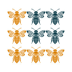 Bee Line Art Vector Clipart and Icons