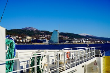 The glass facade of the 