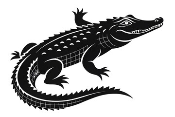 Obraz premium Powerful Alligator Silhouette Vector Illustration of a Majestic Reptile