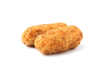Tasty fried golden croquettes isolated on white