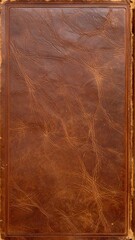 Worn Leather Book Cover Textured Surface Showing Creases and Patina in Brown Tones