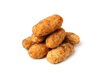 Tasty fried golden croquettes isolated on white