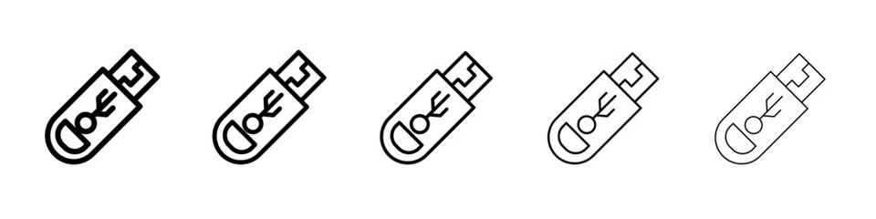 USB icon thin line outline set or collection