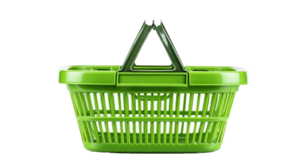 Green Plastic Shopping Basket with Handle for Retail and Supermarket Use