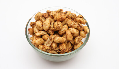 Crispy Fried Masala Peanuts in Round Serving Bowl