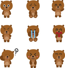 Set of Bear with Various Emotional