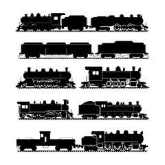 Obraz premium Classic Train Engine Silhouette Clipart