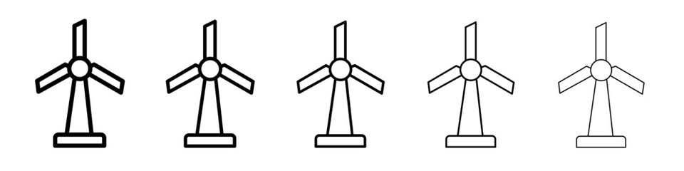 Wind turbine icon thin line outline set or collection