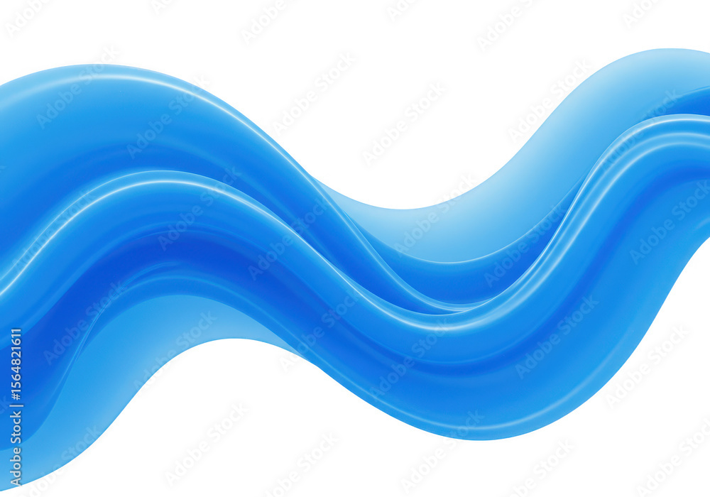 Poster a vibrant blue wave flows dynamically, creating a smooth and abstract design isolated on transparent