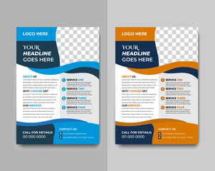 Modern Corporate Business Flyer Design Template for Company Services Promotion with Clean Layout, Wave Shapes, and Editable Text for Marketing and Branding Purposes