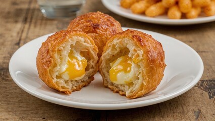 Golden cheese ball pastry with flaky crust
