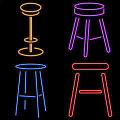 seat neon icon group, vector illustration on black background.