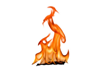 A vibrant image of fiery orange and yellow flames isolated on transparent background, perfect for design projects