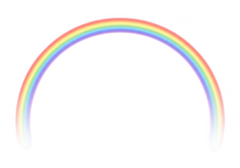 A vivid and colorful rainbow arc isolated on transparent background, radiating hope and joy