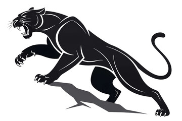 Obraz premium Powerful Black Panther Silhouette Majestic Predator in Striking Pose, Wild Animal Art, Vector Illustration