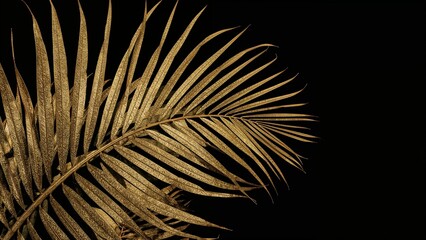 Obraz premium Elegant gold monstera and palm leaves on black