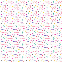 Playful abstract shapes and symbols pattern colorful