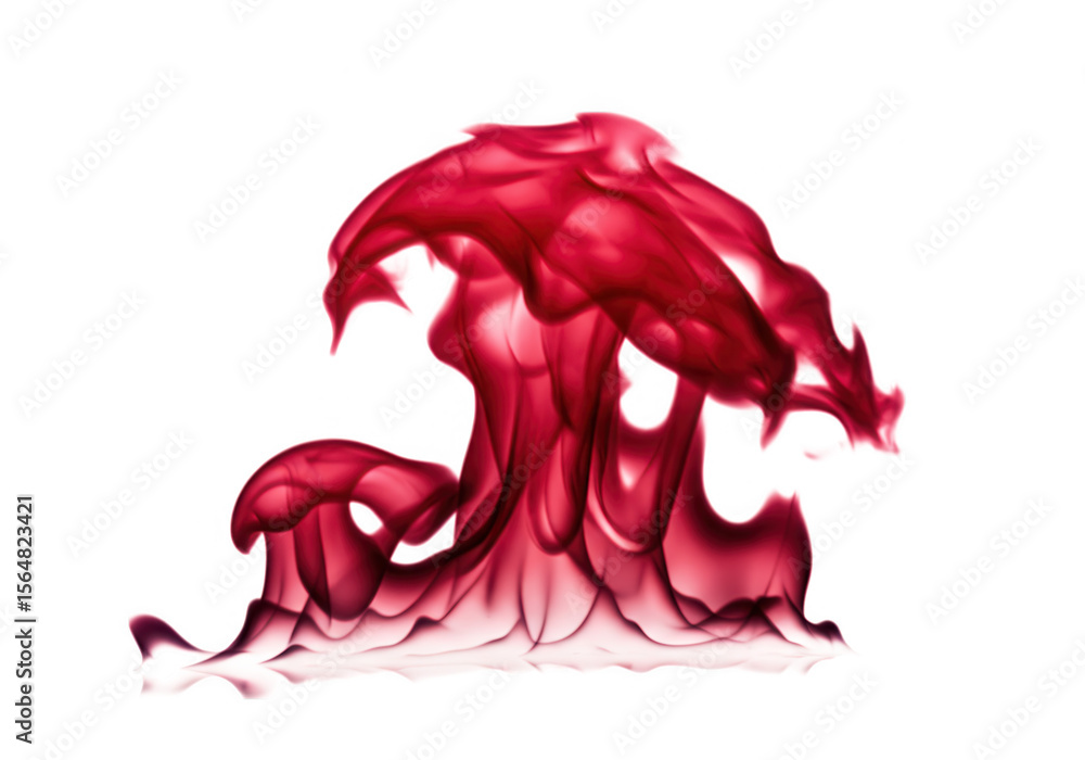 Poster a vibrant red flame dances in an abstract pattern, isolated on transparent background, creating a fi