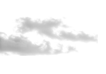 Soft grey clouds drift peacefully across a clear sky, isolated on transparent background, creating a serene atmosphere