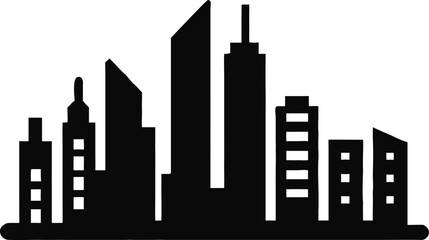 Obraz premium City skyline silhouette vector featuring urban architecture and industrial buildings, ideal for business design illustrations