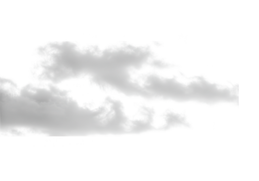 Soft grey clouds drift peacefully across a clear sky, isolated on transparent background, creating a serene atmosphere