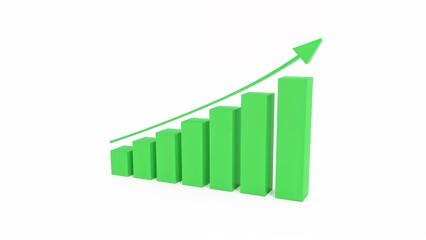 Green 3d bar graph representing business growth and success