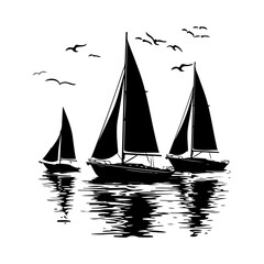 Sailboat Silhouette Clipart Vector